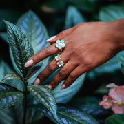 Large Florette Single Flower Cocktail Ring in Blue