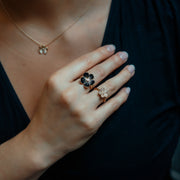 Large Florette Single Flower Cocktail Ring in Black