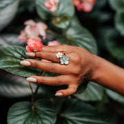 Large Florette Single Flower Cocktail Ring in Blue