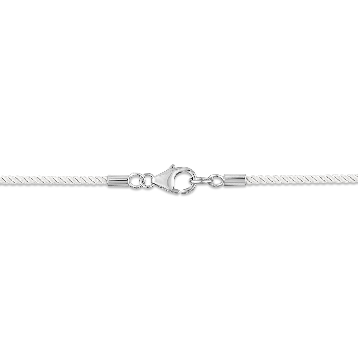 Short White Silk Cord Necklace with Silver Clasp