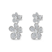 Convertible Double Florette Earrings in Pavé Diamonds and White Gold