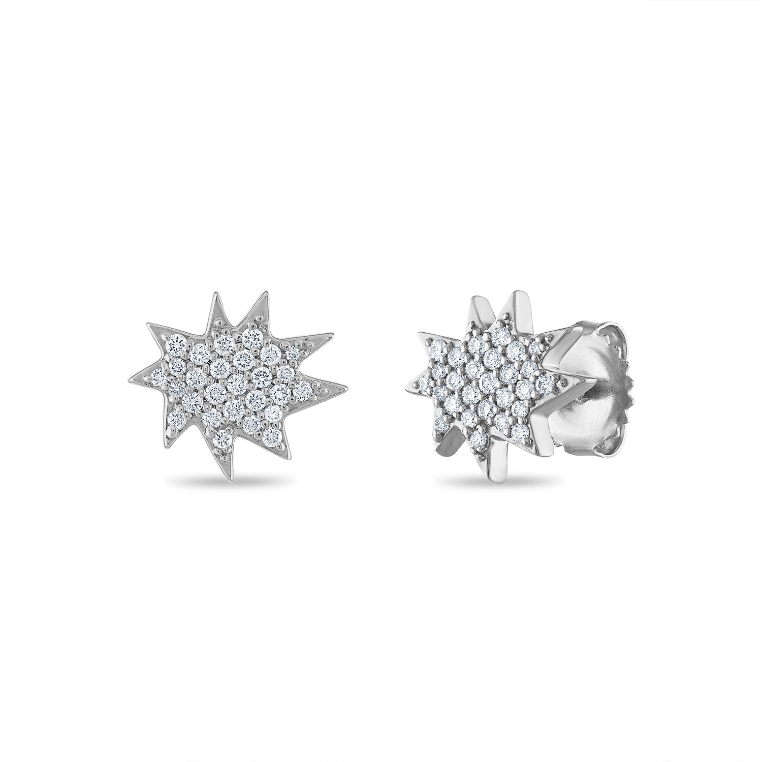White Gold Mini KAPOW! Stud Earrings with Pavé Diamonds
