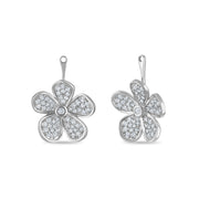 Convertible Double Florette Earrings in Pavé Diamonds and White Gold