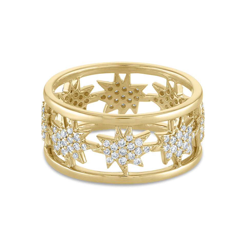 Gold Full Pavé Diamond Mini Stella/KAPOW! Band Ring