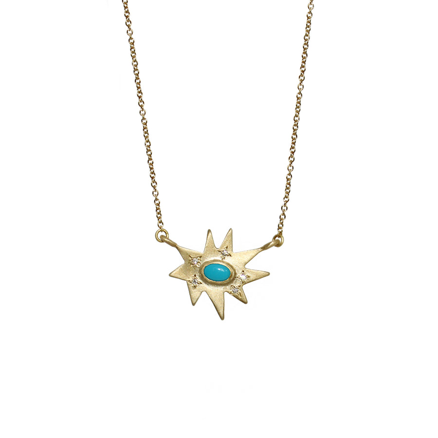 Gold Stellina Necklace: Turquoise