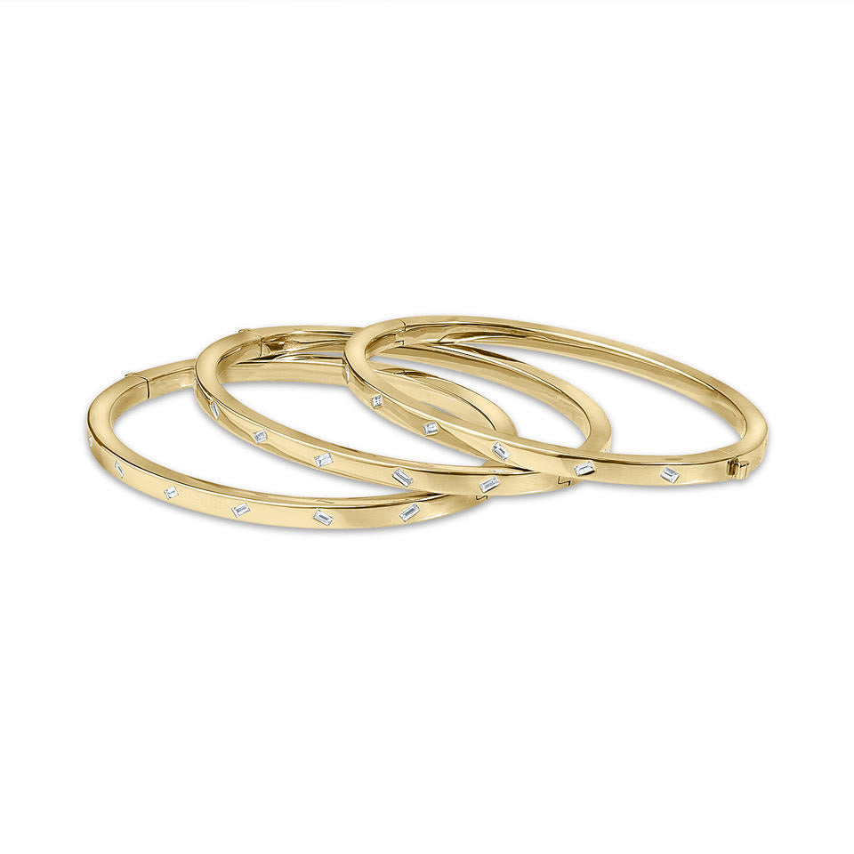 Jubilation Bangle Bracelet with Diamond Baguettes