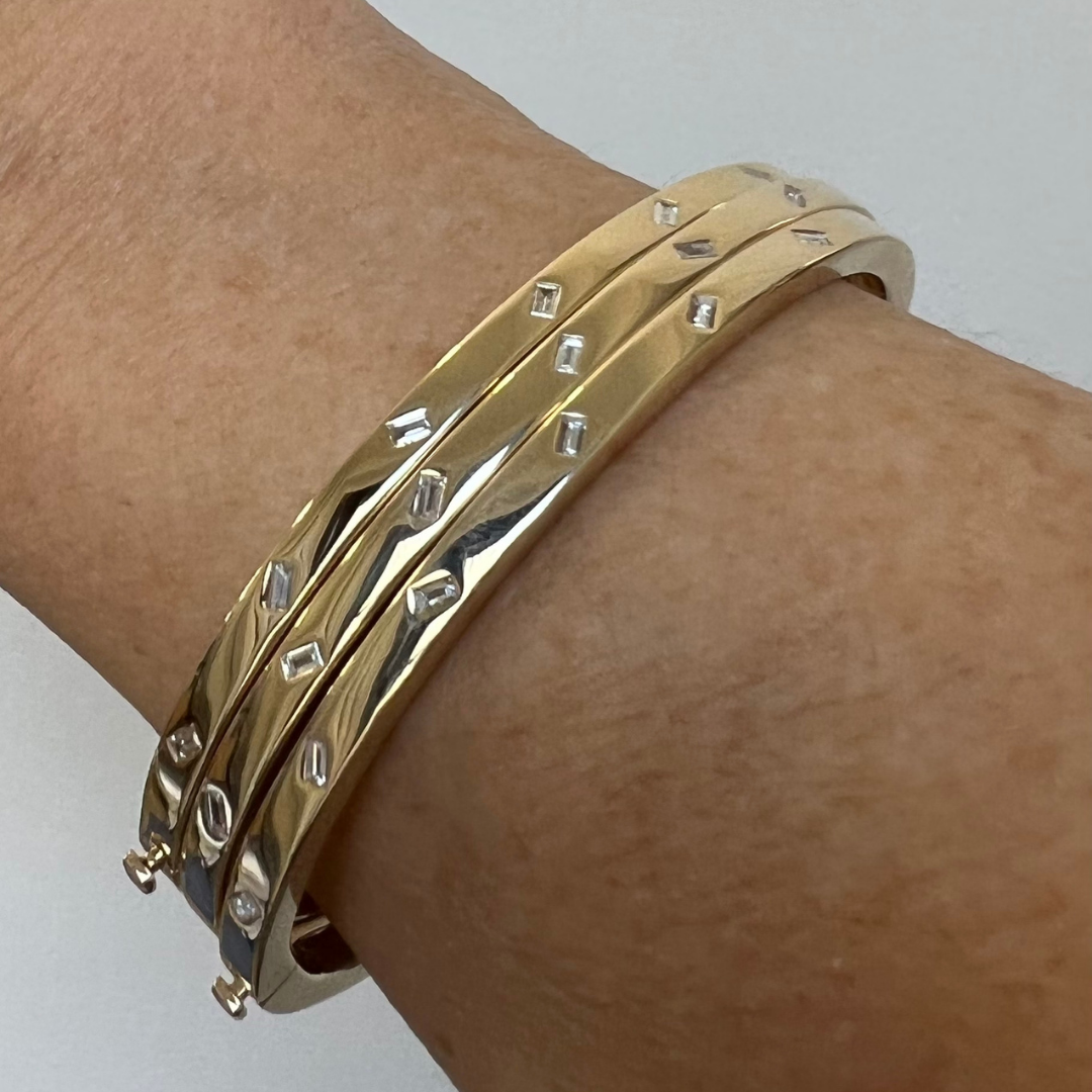 Jubilation Bangle Bracelet with Diamond Baguettes