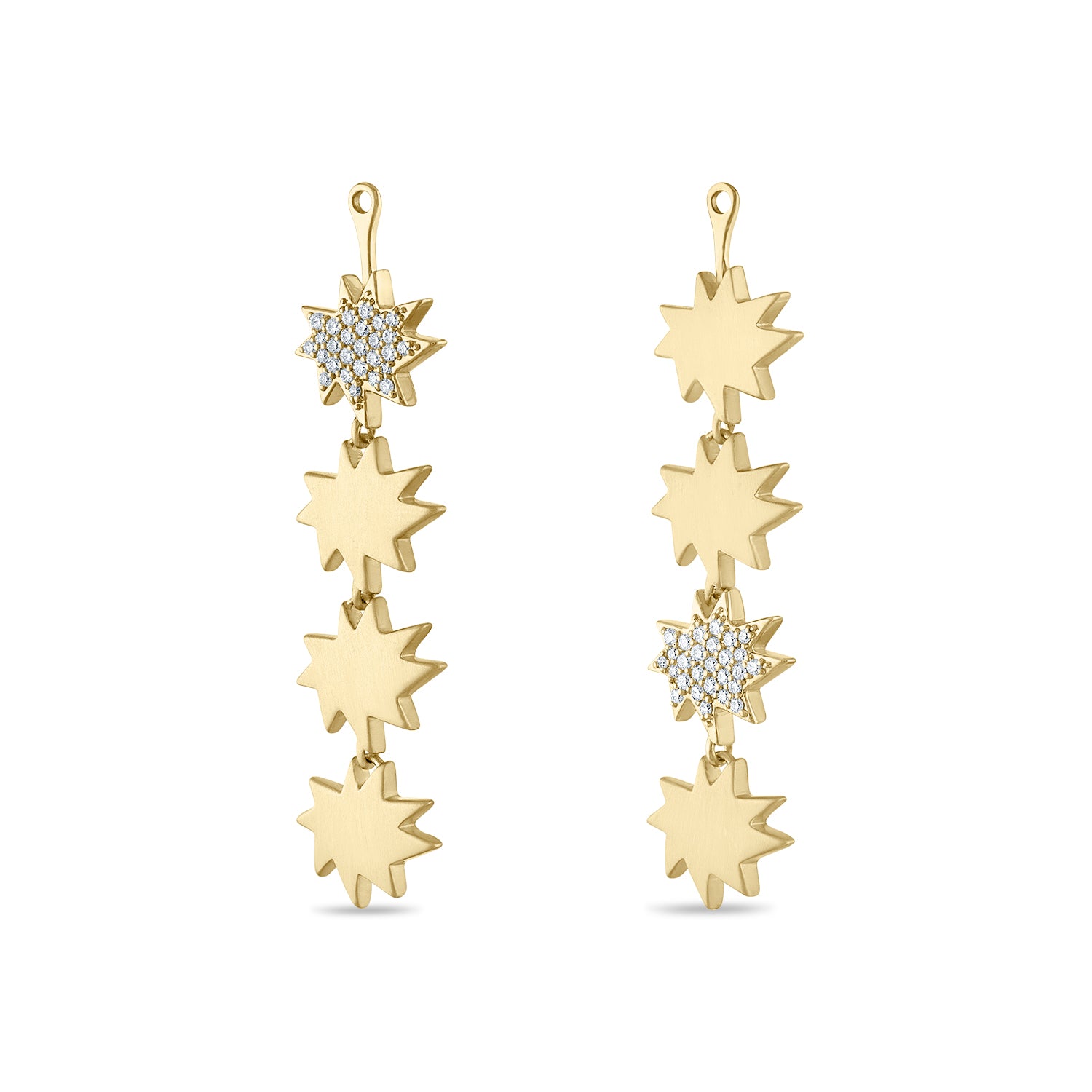 Gold Five Star Mini Stella/KAPOW! Convertible Earrings: One Pavé Diamond Star