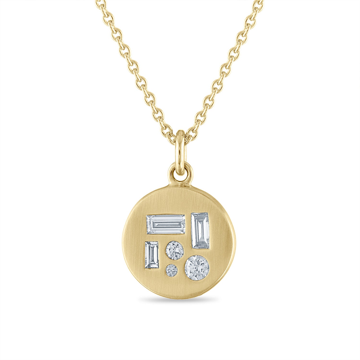 Gold Diamond Disc Pendant