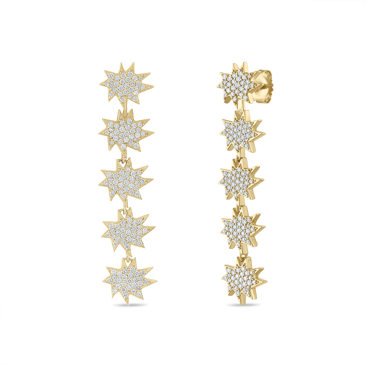 Gold Five Star Mini Stella/KAPOW! Convertible Earrings: All Pavé Diamonds