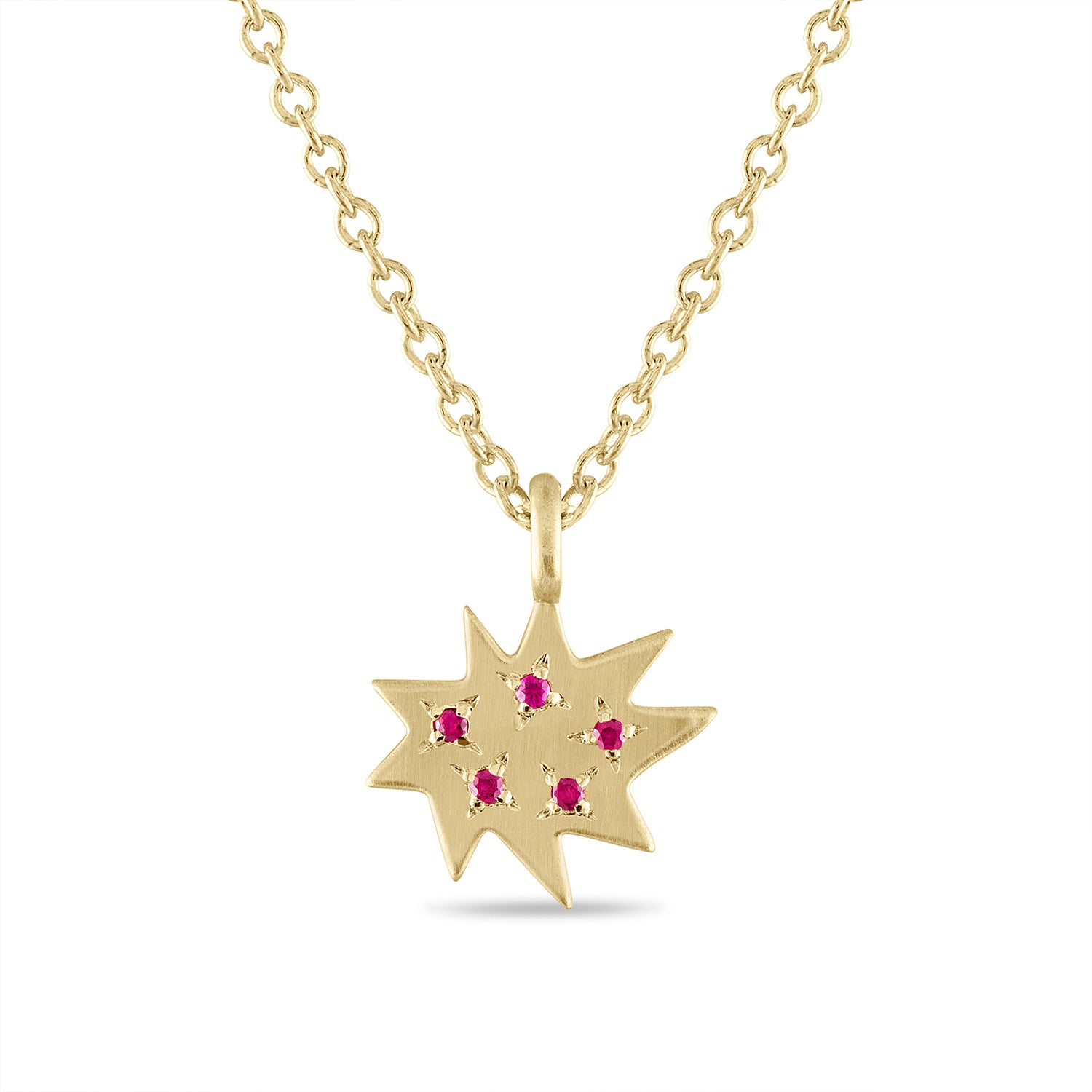 Gold Mini Stella/KAPOW! Necklace with Rubies