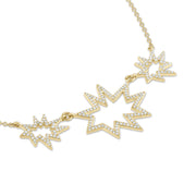 Gold Triple Stella/KAPOW! Necklace with Pavé Diamonds
