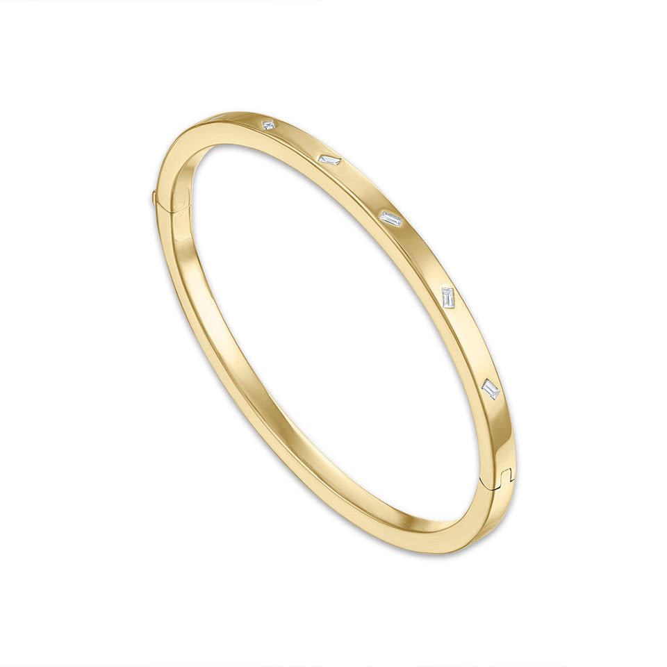 Jubilation Bangle Bracelet with Diamond Baguettes