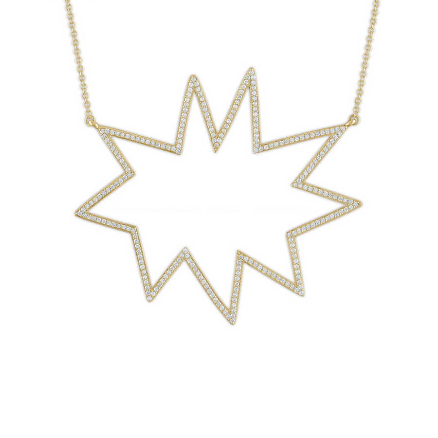 Gold Super Nova Stella/KAPOW! Necklace with Pavé Diamonds