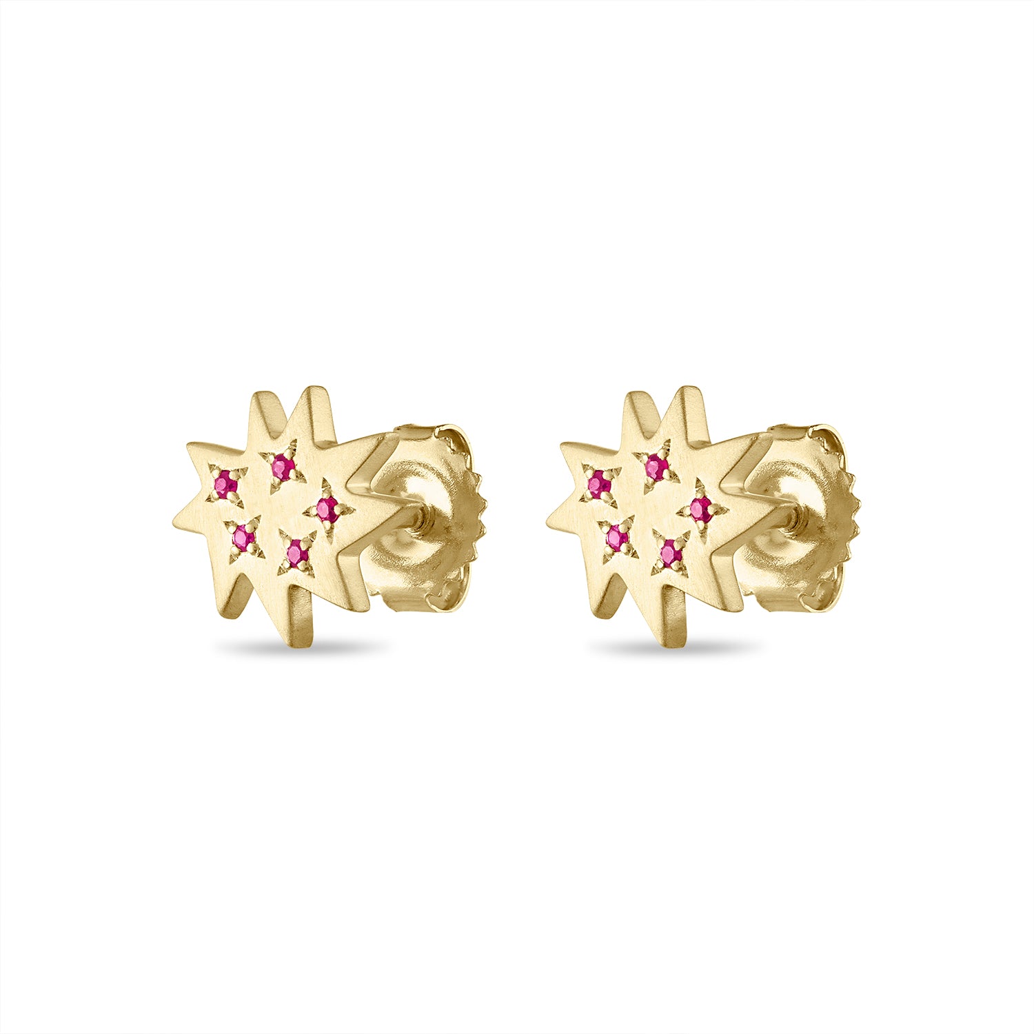 Gold Mini Stella/KAPOW! Stud Earrings with Rubies