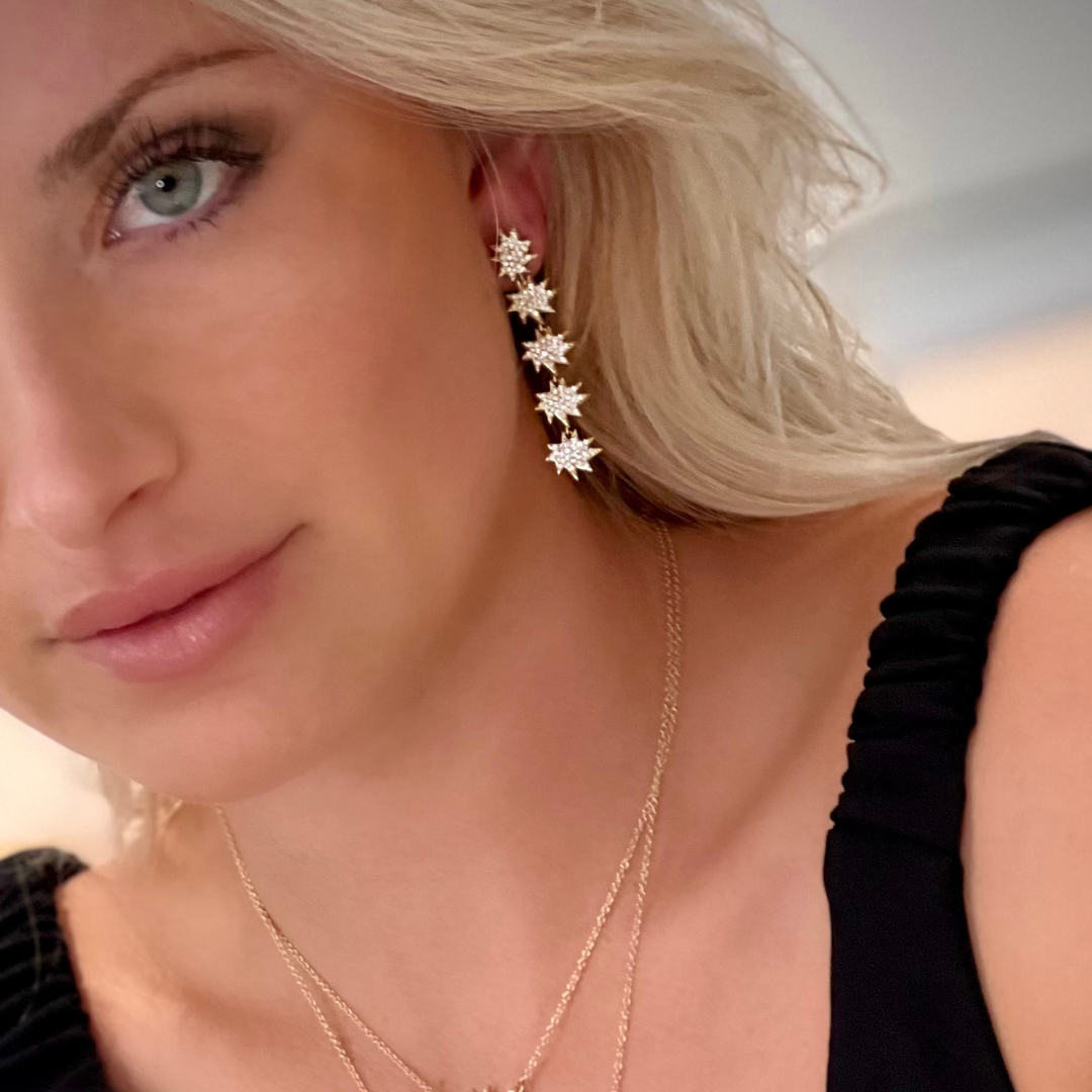 Gold Five Star Mini Stella/KAPOW! Convertible Earrings: All Pavé Diamonds