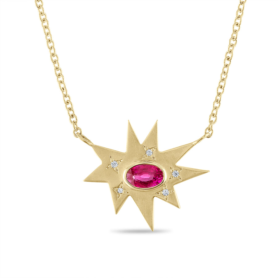 Gold Stellina/KAPOW! Necklace: Ruby