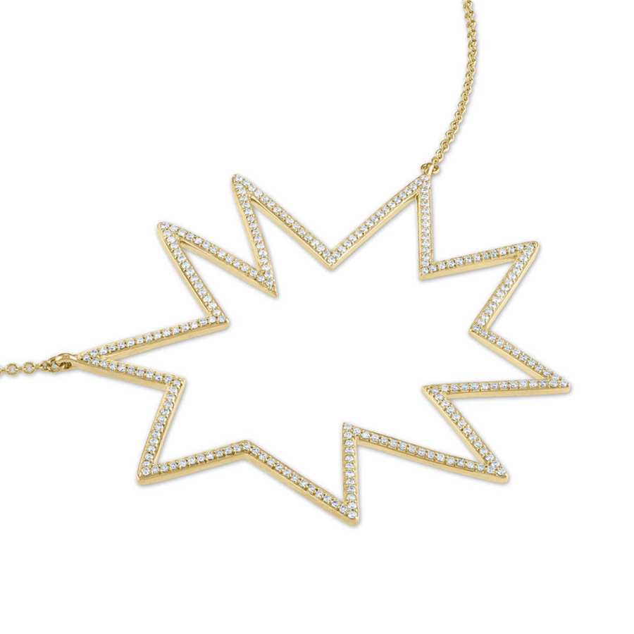 Gold Super Nova Stella/KAPOW! Necklace with Pavé Diamonds