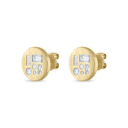 Gold Disc Earrings with Diamonds