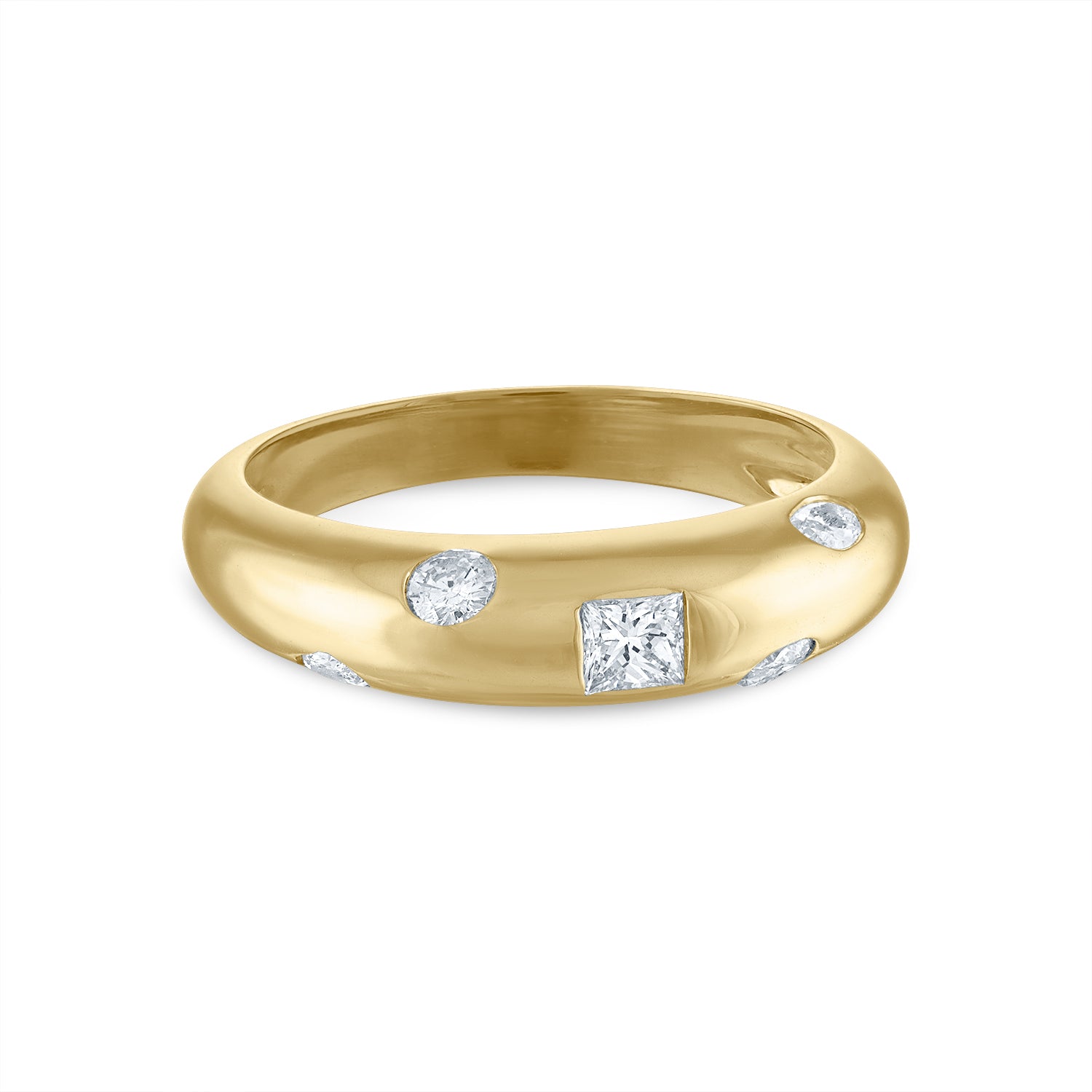 Thin Dome Ring with Square and Random Diamonds