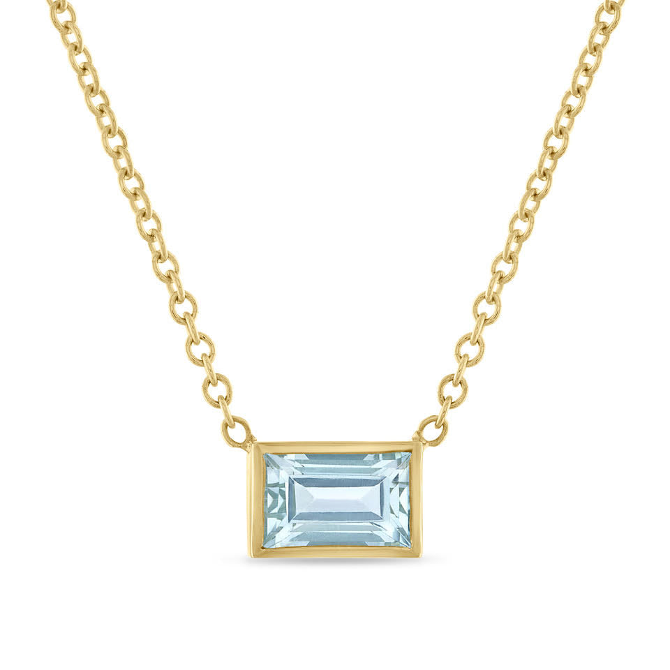 Gold Aquamarine Pendant Necklace