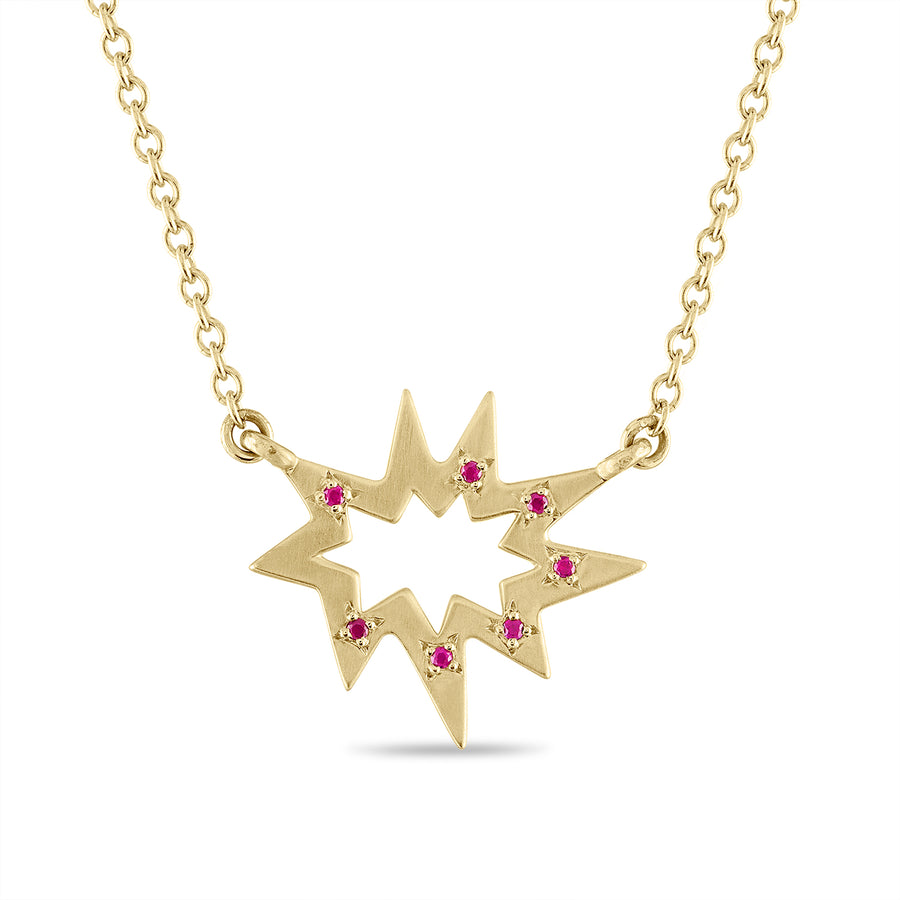 Gold Stellina Nova/KAPOW! Necklace with Rubies