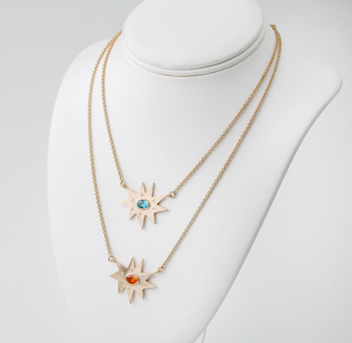 Gold Stellina/KAPOW! Necklace: Blue Topaz