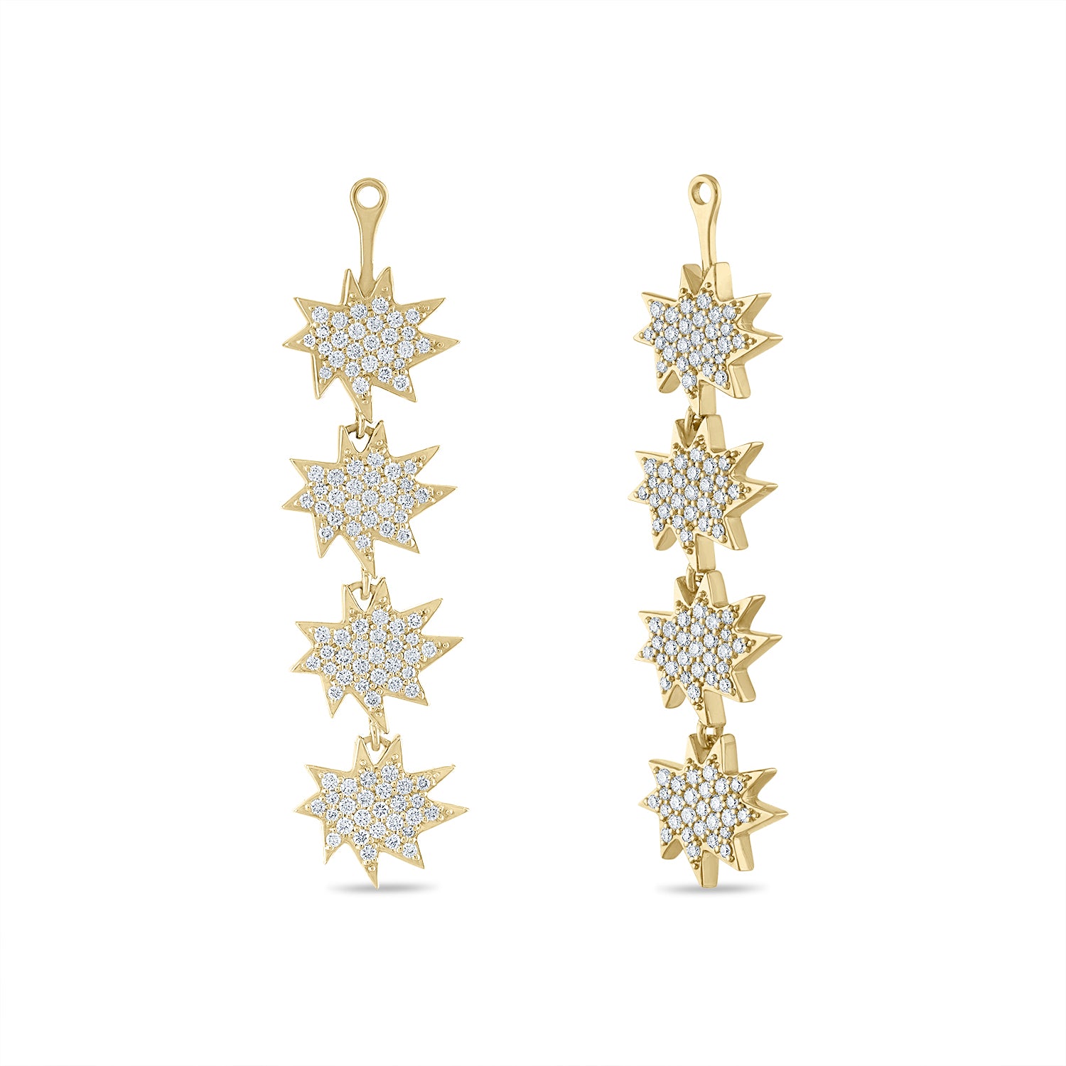Gold Five Star Mini Stella/KAPOW! Convertible Earrings: All Pavé Diamonds