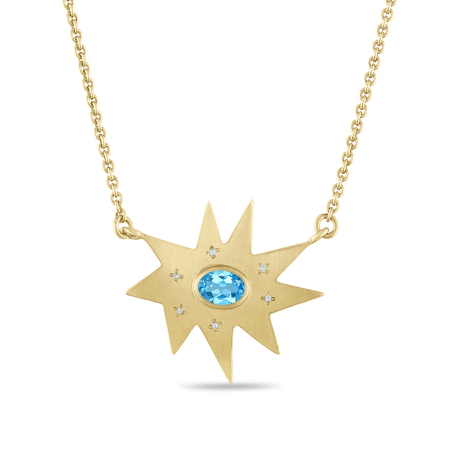 Gold Stella/KAPOW! Necklace: Blue Topaz