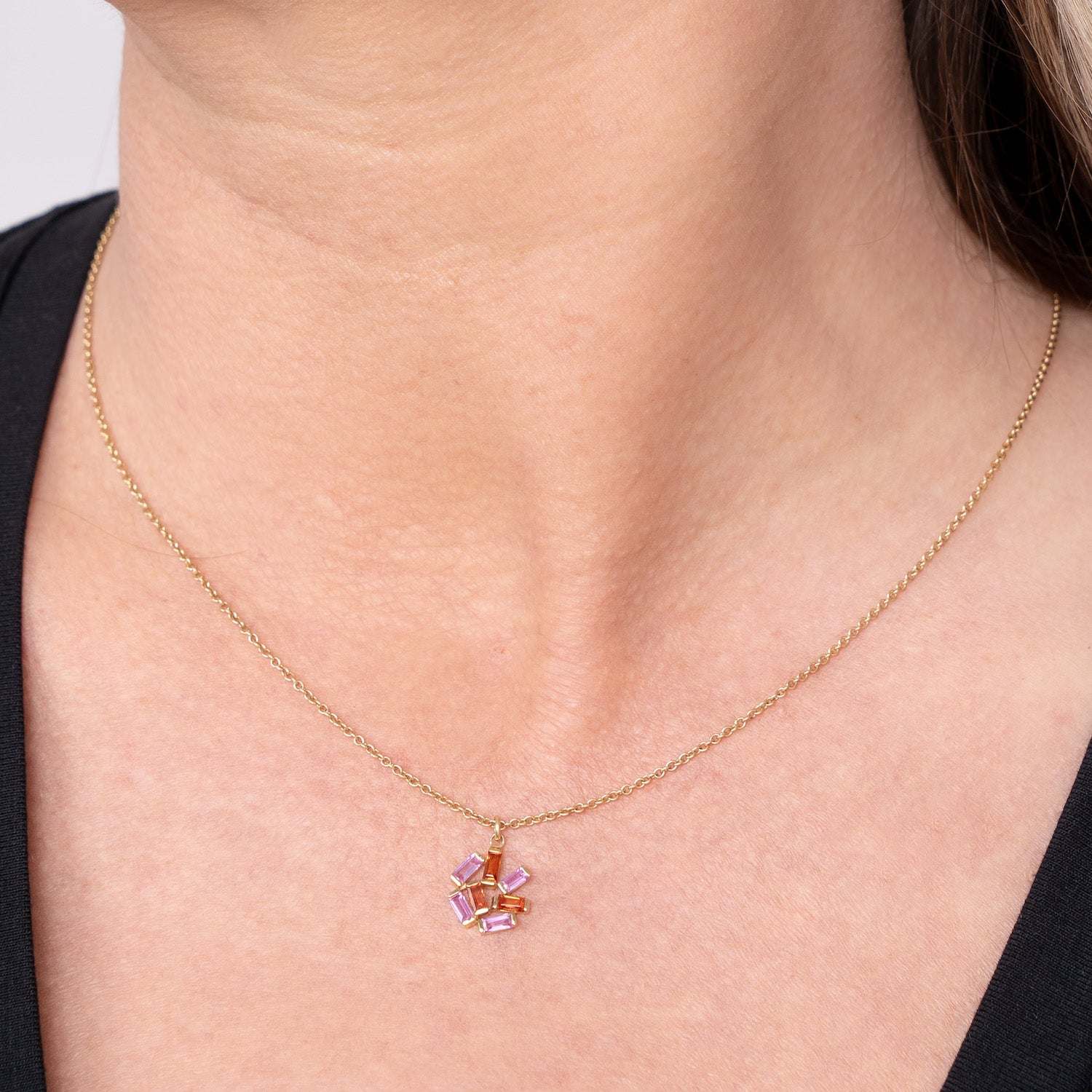 Medium Jubilation Pendant Necklace - Pink and Orange Sapphires