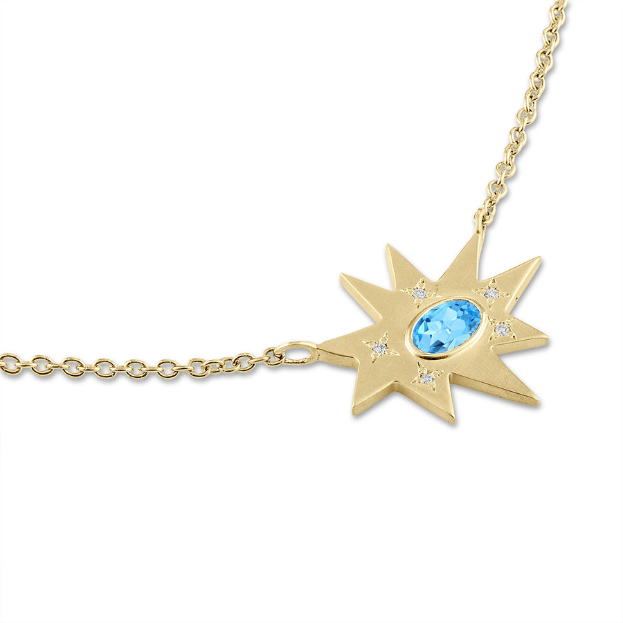 Gold Stellina/KAPOW! Necklace: Blue Topaz