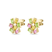 Large Jubilation Earrings: Peridot, Pink and Yellow Sapphire