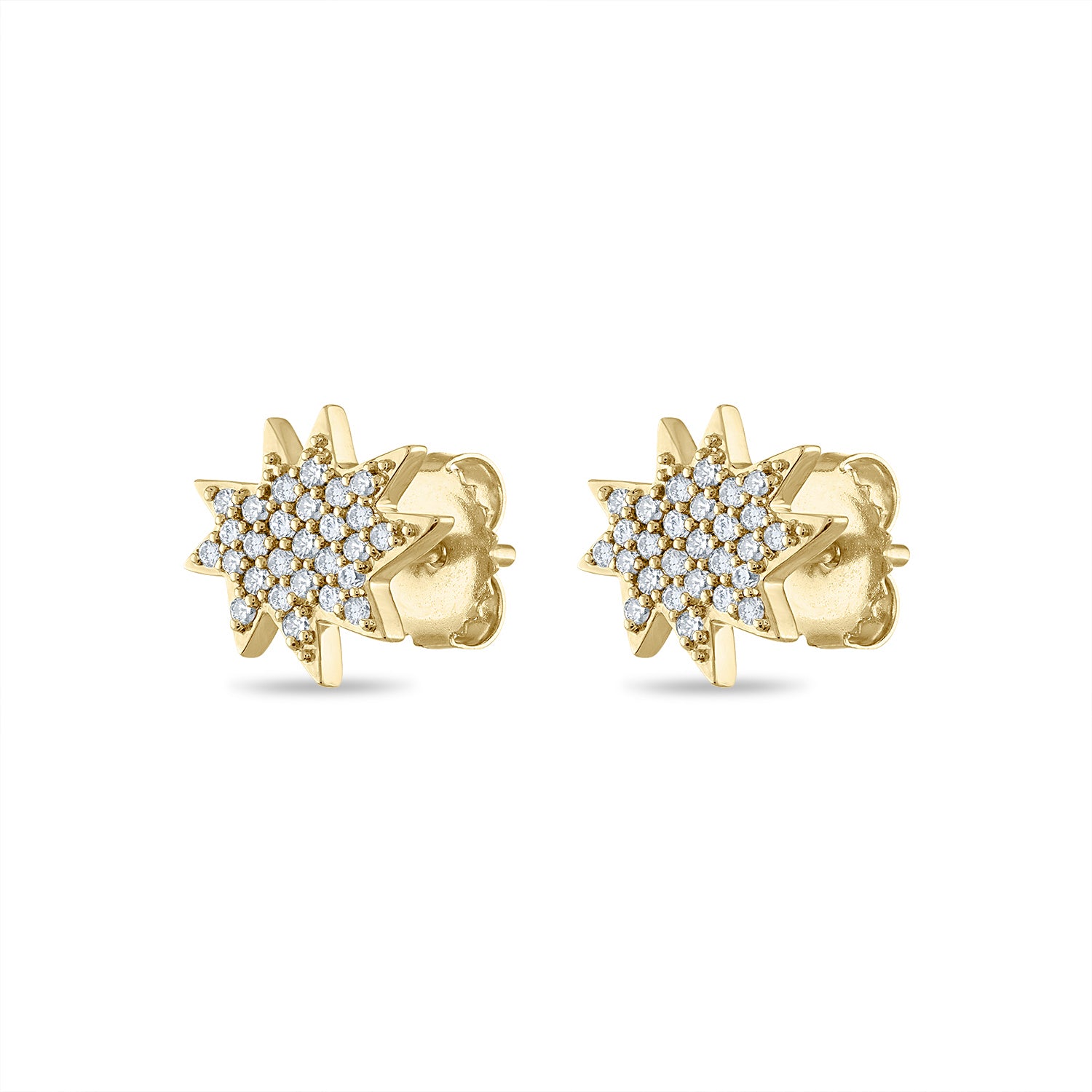 Gold Mini Stella/KAPOW! Stud Earrings with Pavé Diamonds