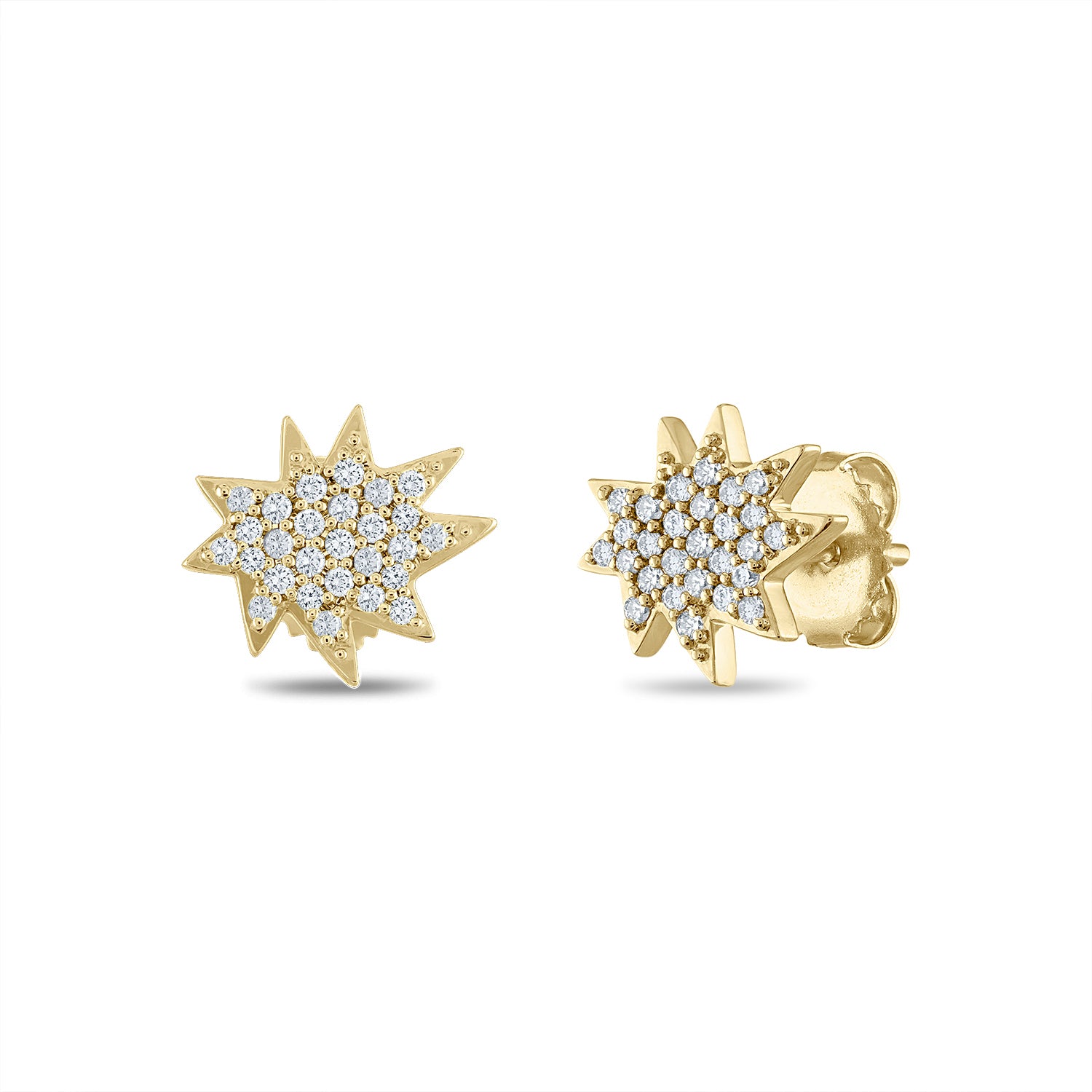 Gold Mini Stella/KAPOW! Stud Earrings with Pavé Diamonds