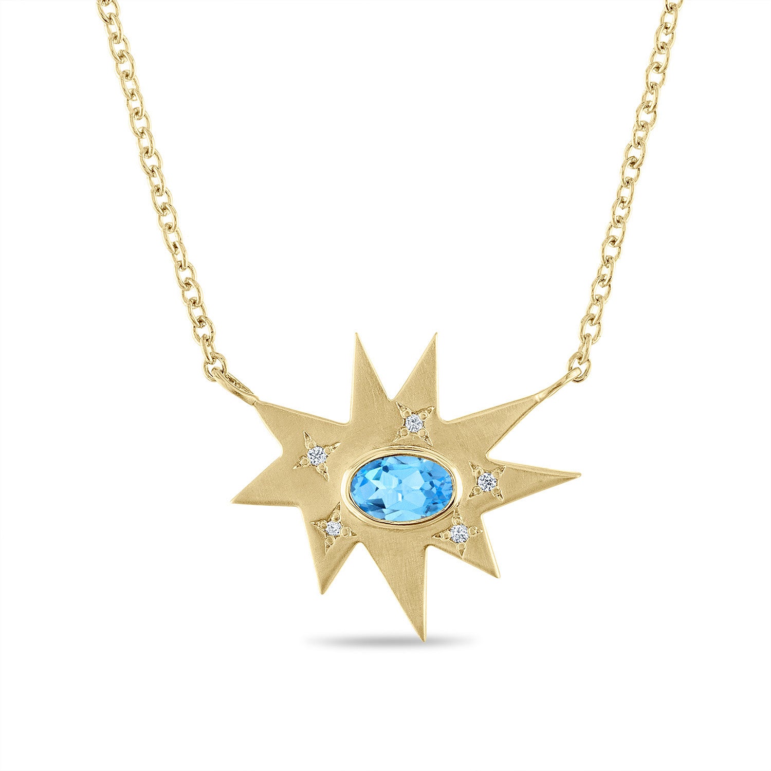 Gold Stellina/KAPOW! Necklace: Blue Topaz