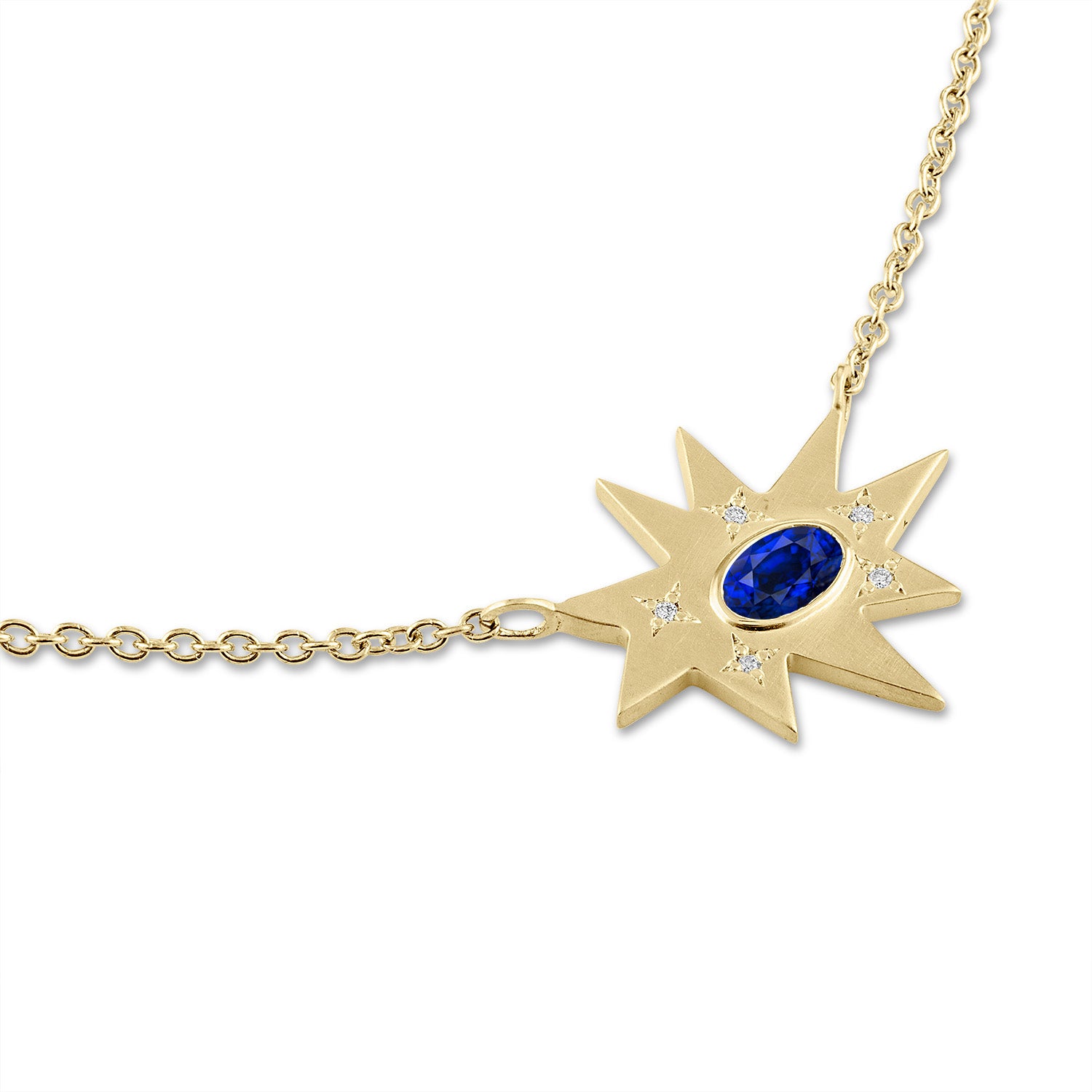 Gold Stellina/KAPOW! Necklace: Blue Sapphire
