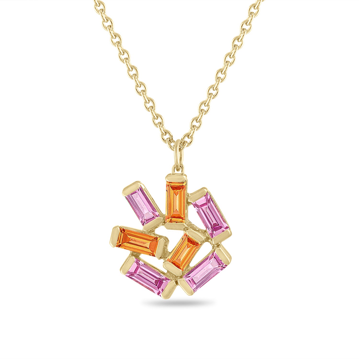 Medium Jubilation Pendant Necklace - Pink and Orange Sapphires