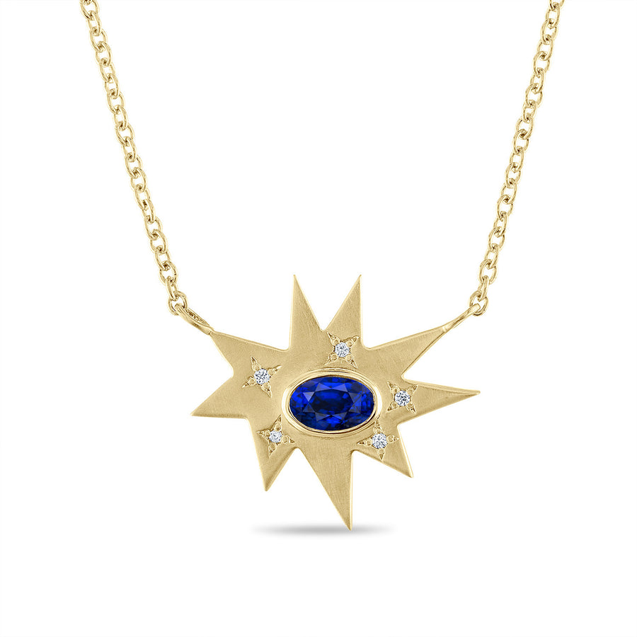 Gold Stellina/KAPOW! Necklace: Blue Sapphire