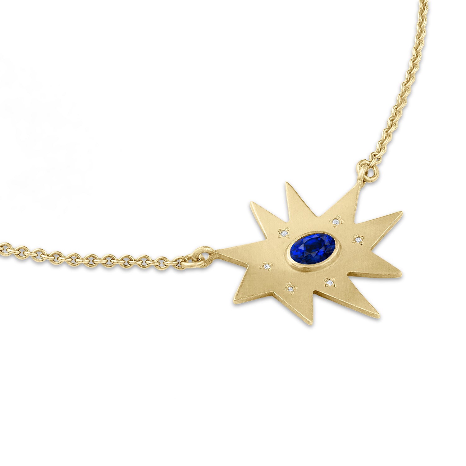 Gold Stella/KAPOW! Necklace: Blue Sapphire