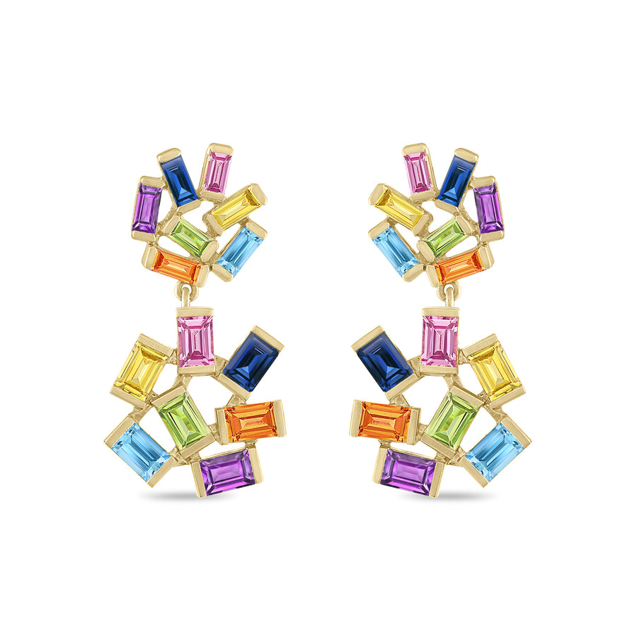 Double Jubilation Earrings: Rainbow Gemstone