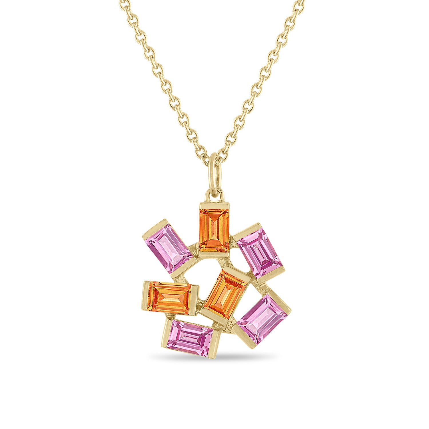 Large Jubilation Pendant Necklace: Pink and Orange Sapphire
