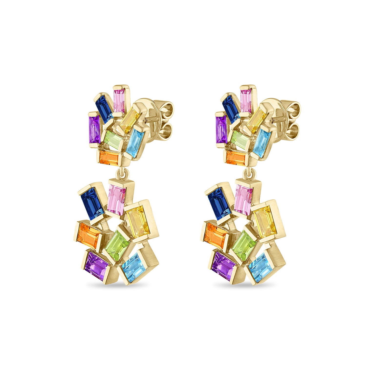 Double Jubilation Earrings: Rainbow Gemstone