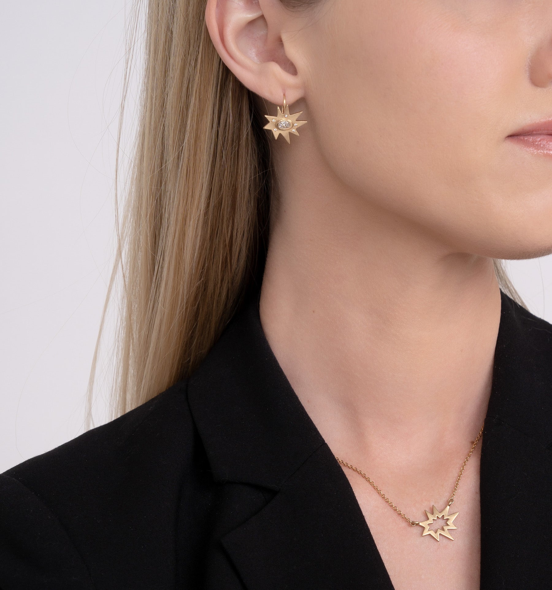 Gold Stellina/KAPOW! Earrings: Diamond